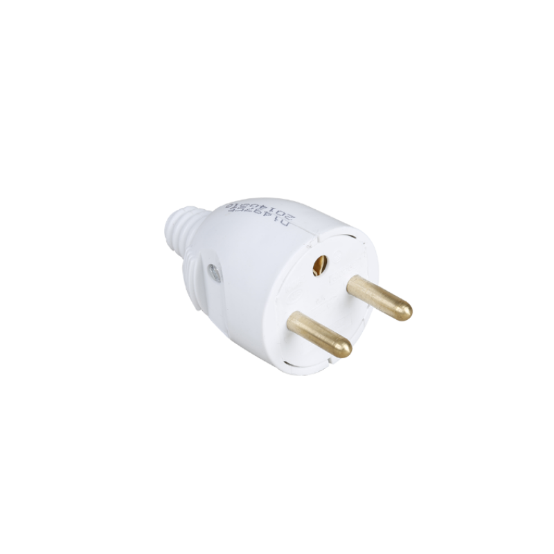 FICHE MALE BLANC EURHOM 2P T 16A DROIT